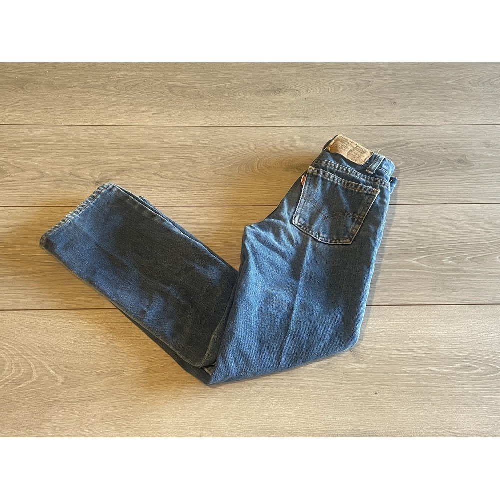 VINTAGE 90s Levi Jeans Size 9 Boys Youth Denim Orange Tab Medium Wash USA Read